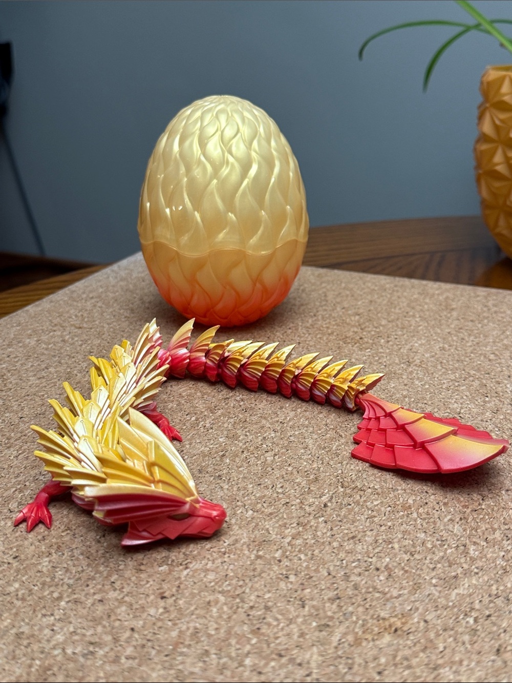 CrystaLynx Articulated Dragon Figure Display Egg Fire Colors Fidget Stress Toy